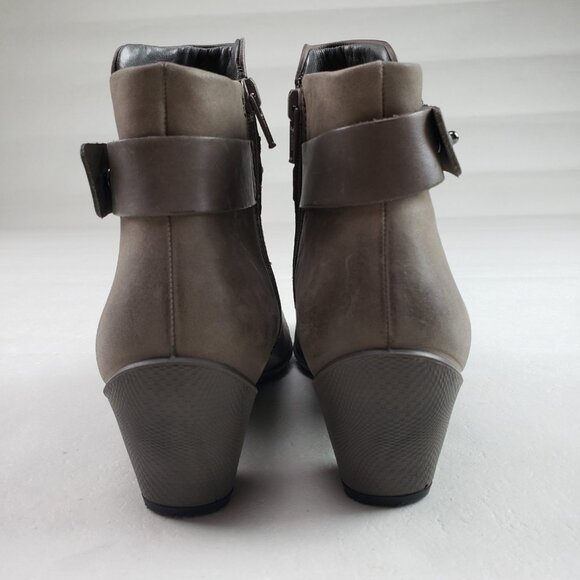 Ecco Sculptured 45 Ankle Bootie Womens 5-5.5 EU 36 Gray Leather Side Zip Heeled - Picture 10 of 14